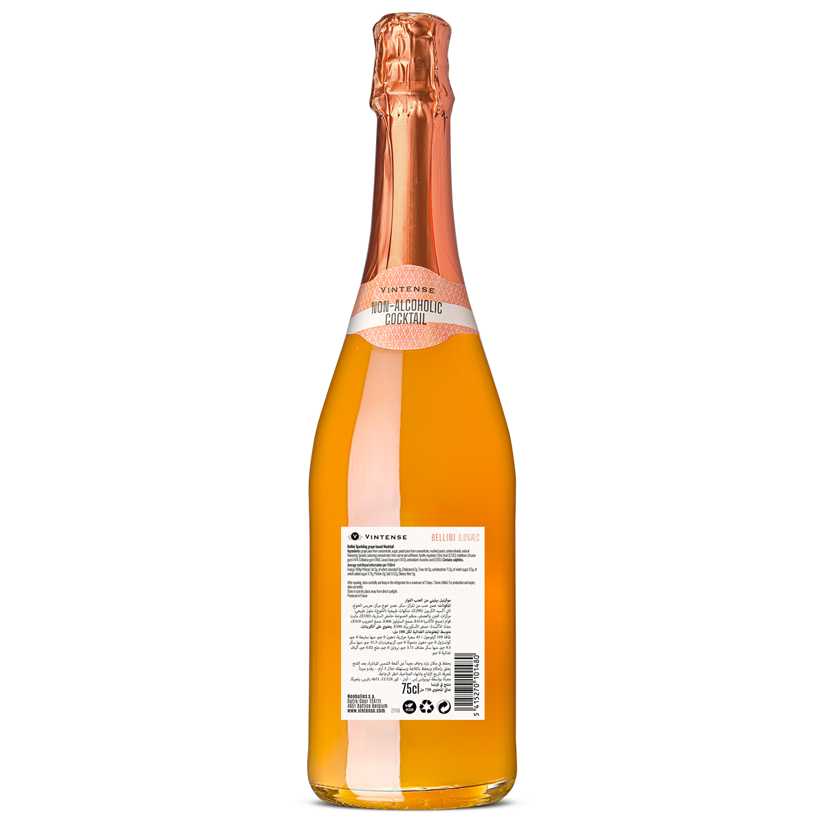 Vintense Bellini Non-Alcoholic Cocktail, 750ml