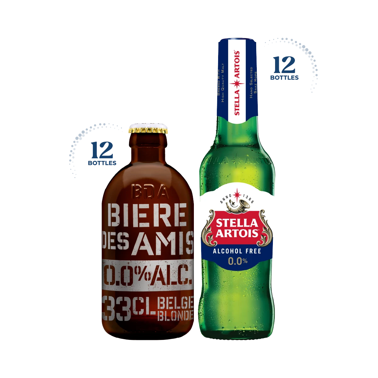 Stella Artois 0.0% & Bière Des Amis 0.0%, 24x330ml
