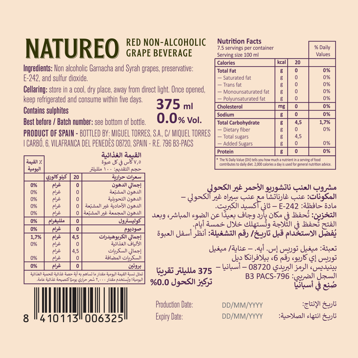 (Mini) Natureo Garnacha Syrah Grape Beverage 0.0%, 6x375ml