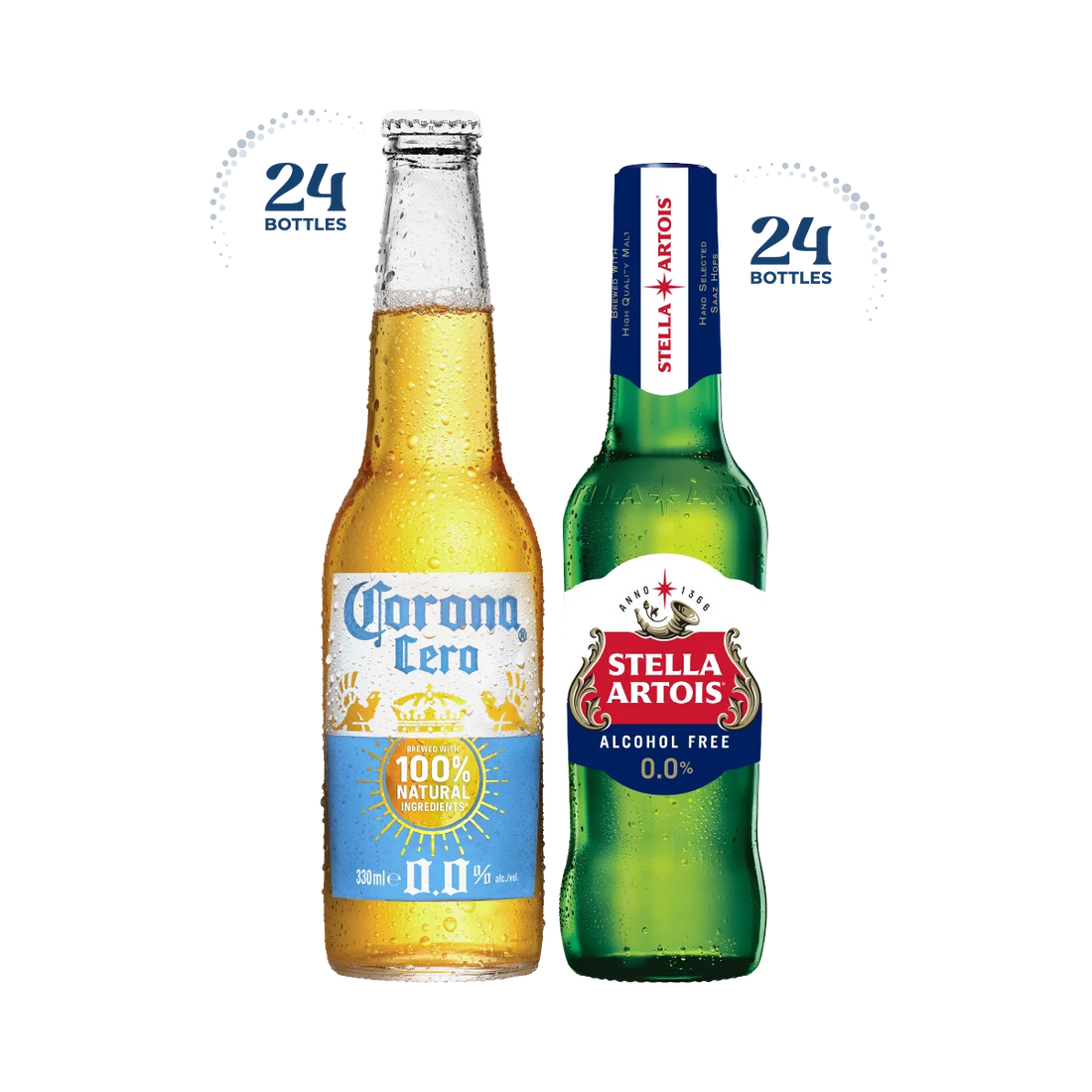 Corona Cero &amp; Stella Artois 0.0%, 48x330ml