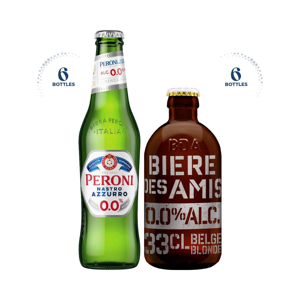 Peroni Nastro Azzurro 0.0% &amp; Bière Des Amis 0.0%, 12x330ml