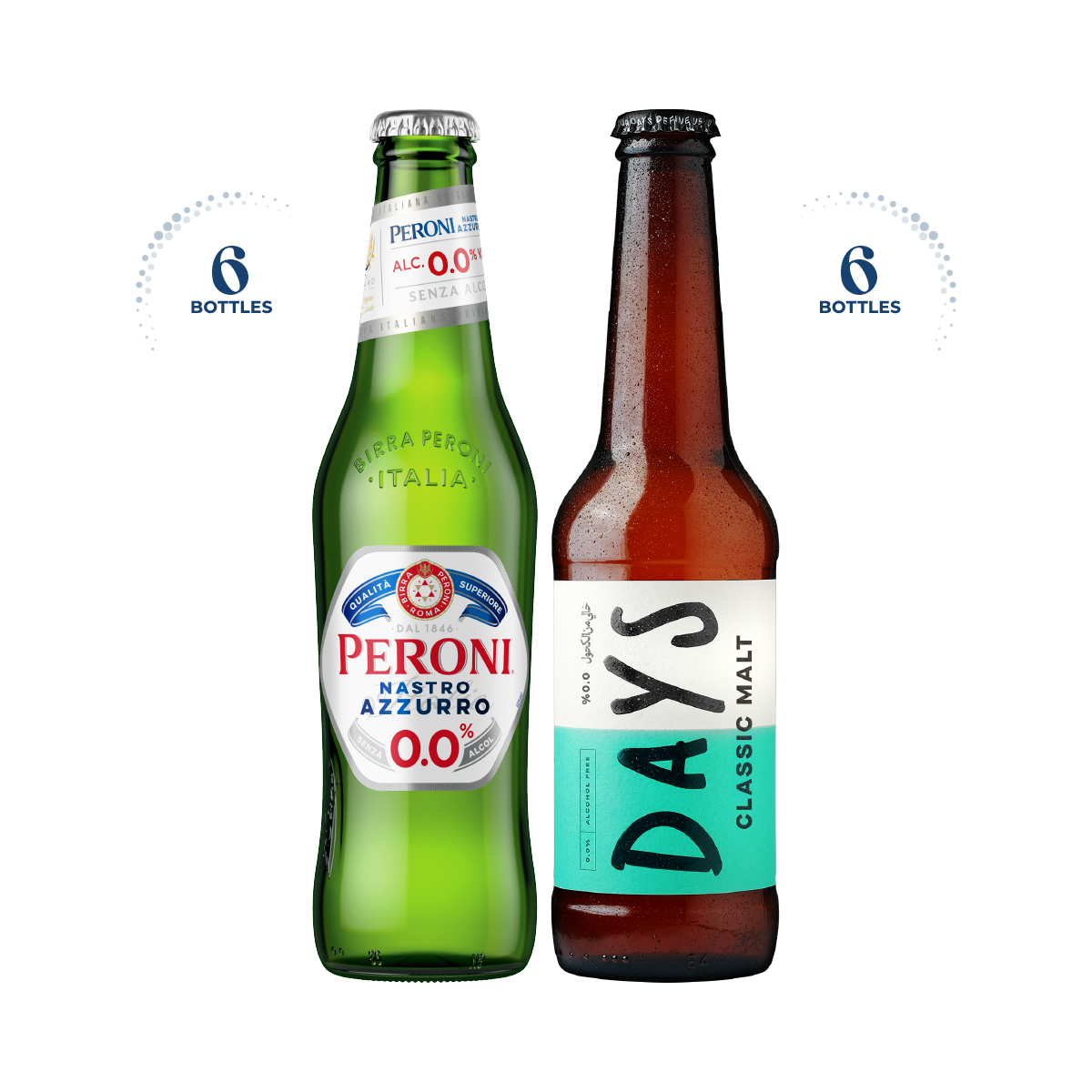 Peroni Nastro Azzurro 0.0% &amp; Days Classic Malt 0.0%, 12x330ml