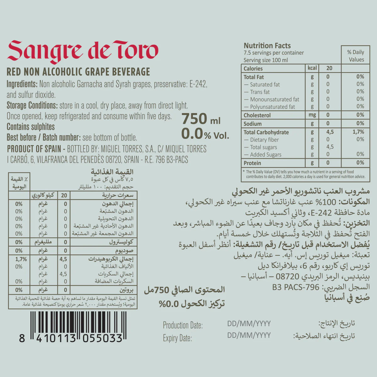 Sangre de Toro Red 0.0%, 6x750ml