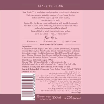 Sea Arch Rose Sea &amp; T Non Alcoholic Gin &amp; Tonic, Case 6x250ml
